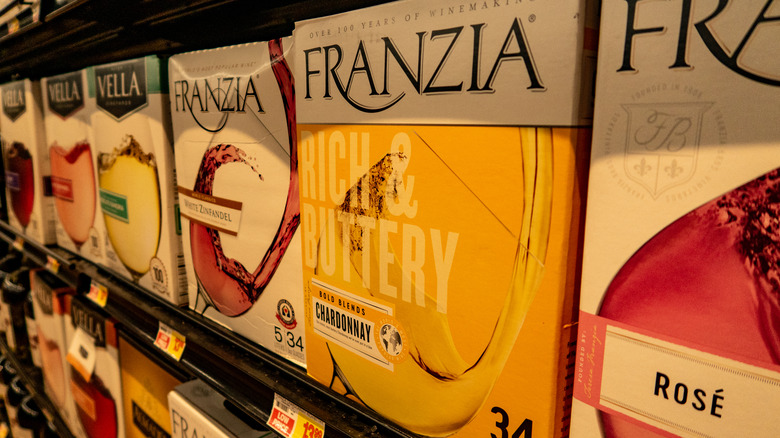 boxes of franzia win at grocery store