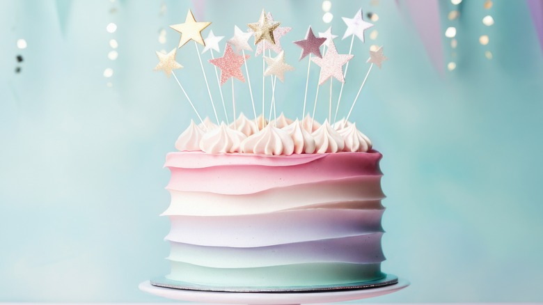 pastel ombre frosted cake