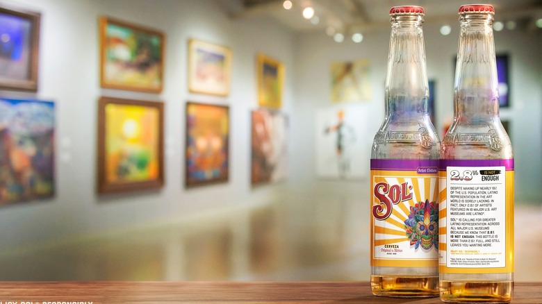 Sol beer in an art museum