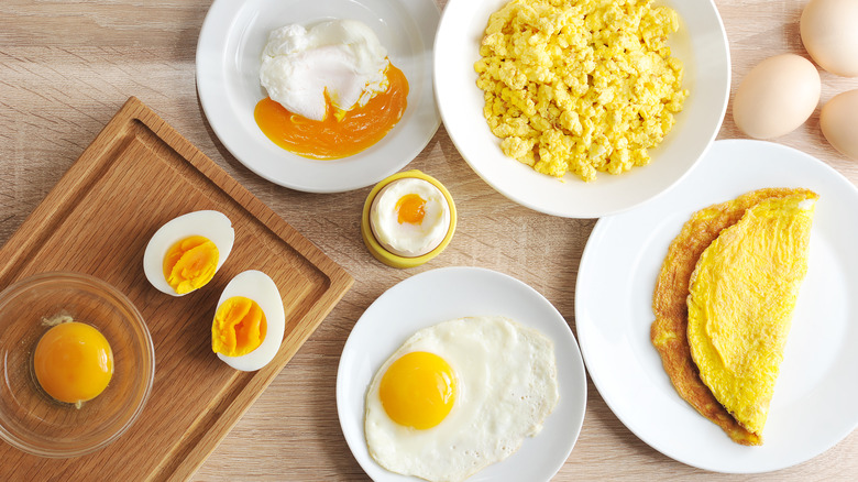 various egg dishes on a table