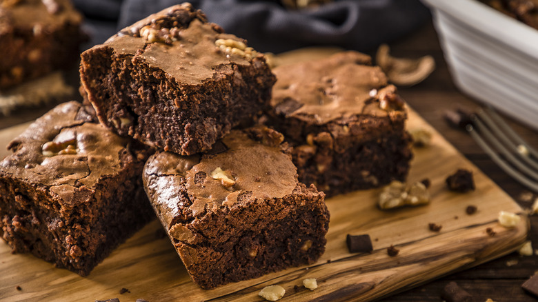 Brownies on cutting board