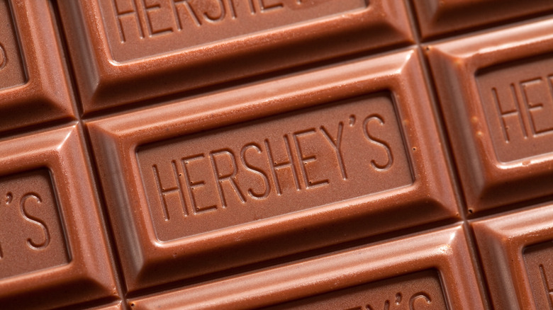 close-up shot of Hershey's chocolate