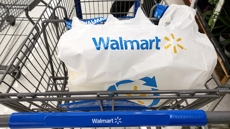 Walmart bag in shopping cart