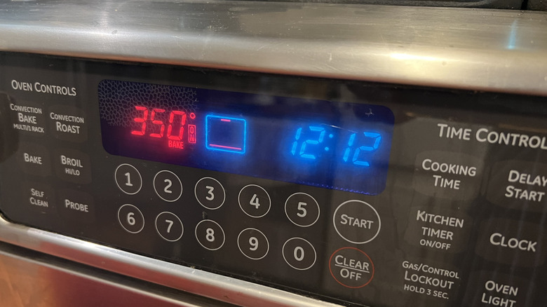 Oven temperature set to 350 F