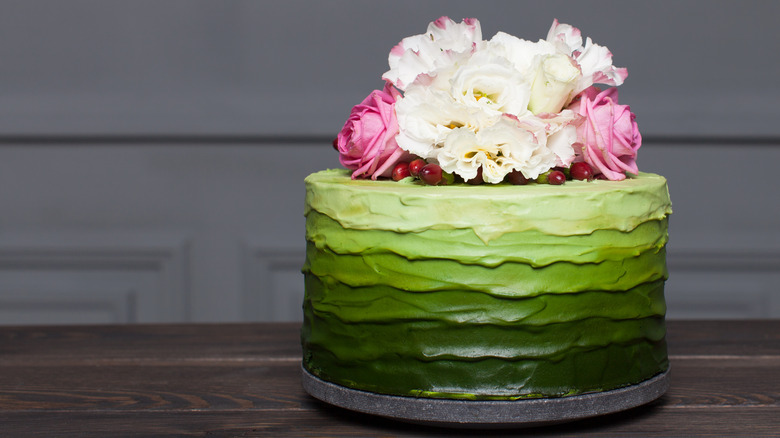 ombre cake with green icing