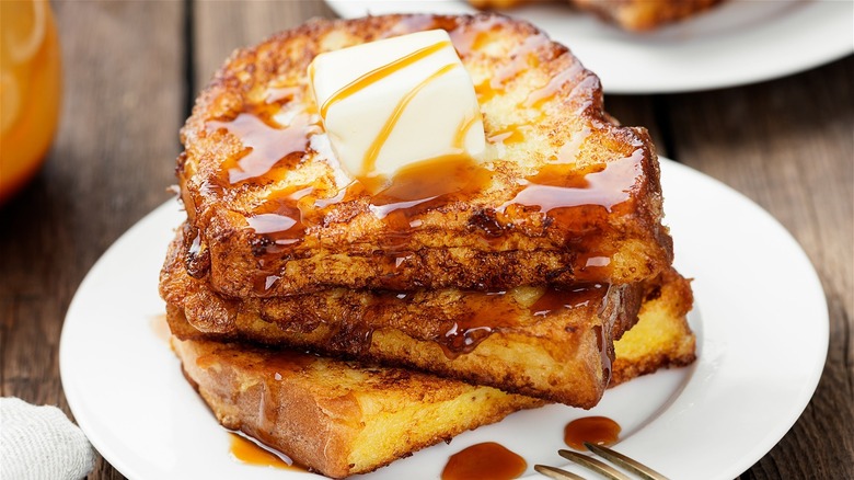 French toast, butter, and syrup 