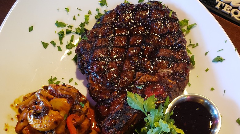 sugar steak on white plate