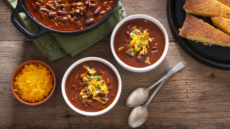 Two bowls of chili