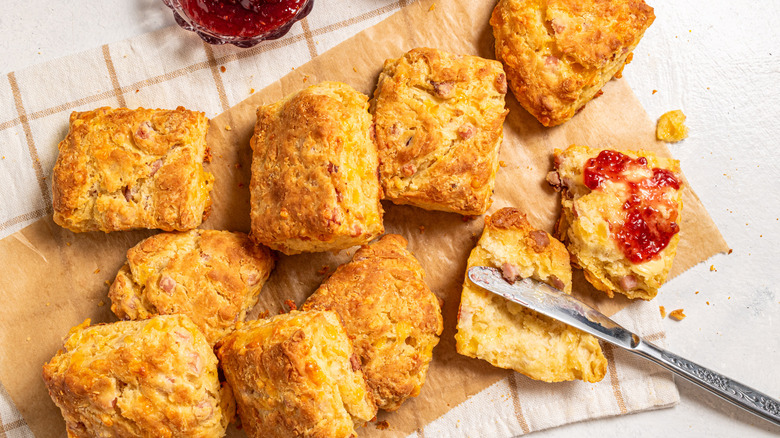 biscuits with knife and jam