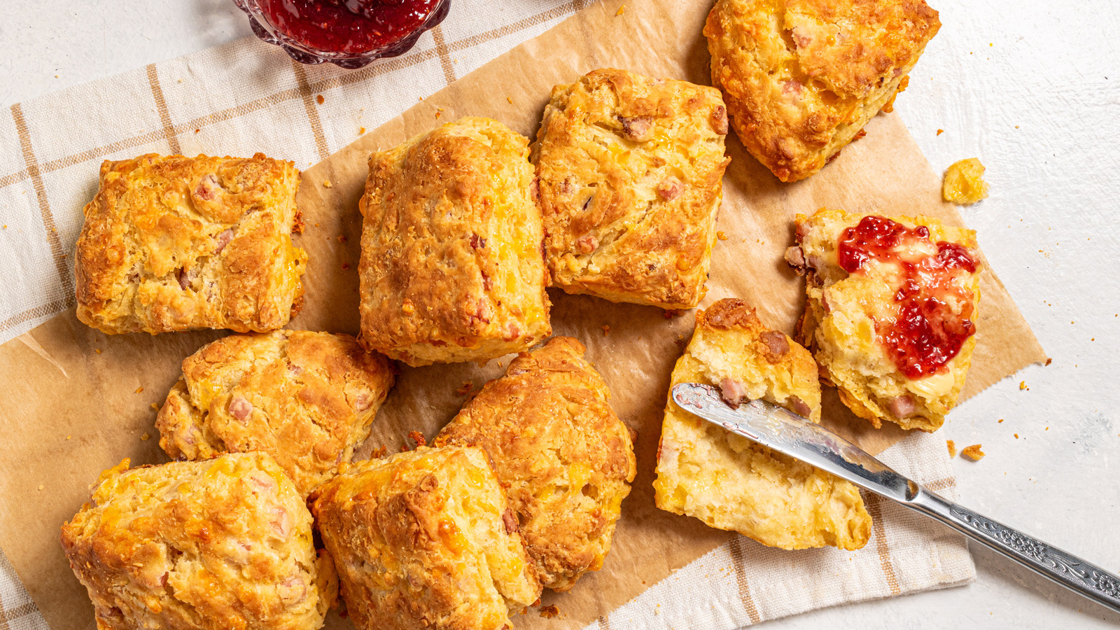 Add Ham To Homemade Cheese Biscuits For The Ultimate Breakfast Upgrade