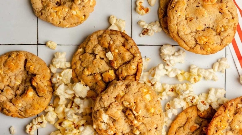 closeup of popcorn and cookies