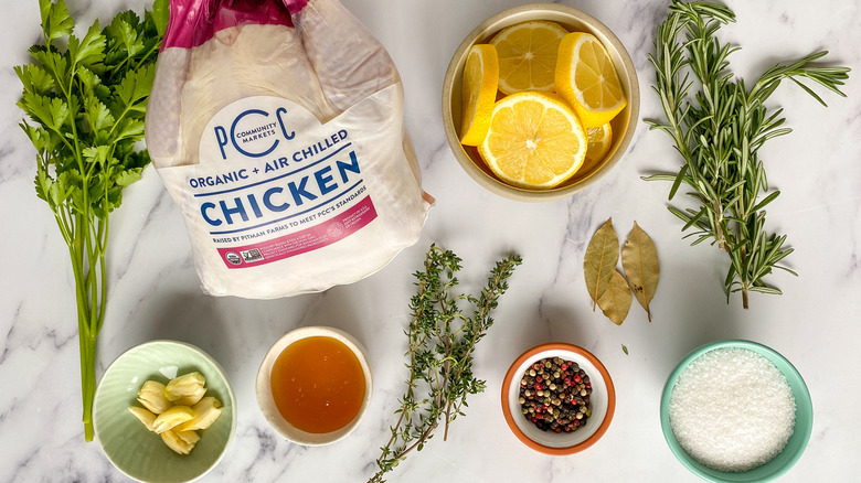 Chicken brine ingredients on counter