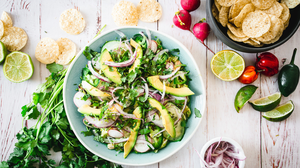 aguachile with tortilla chips