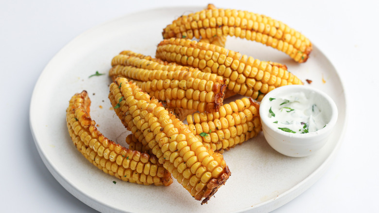 corn ribs on a plate 