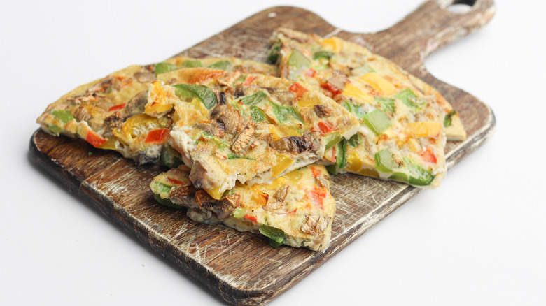 air fryer frittata looking fully baked