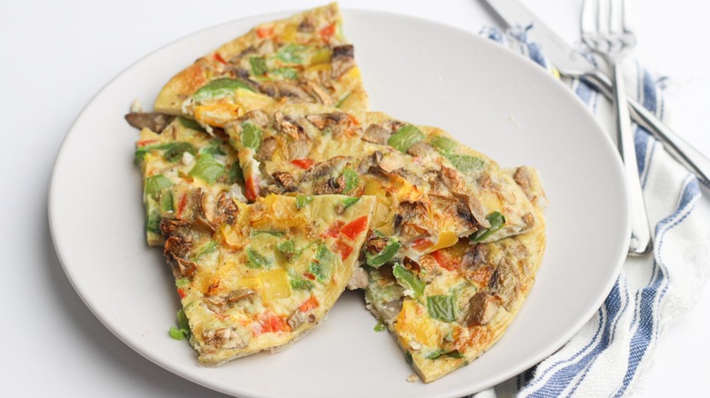 air fryer frittata on a white plate