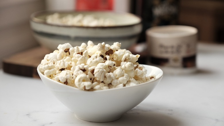 Bowl of popcorn in kitchen