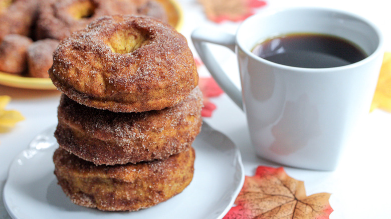 stack of pumpkin donuts 