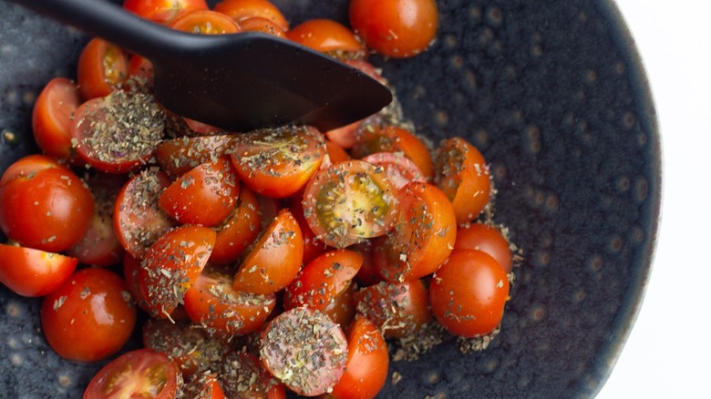 roasted cherry tomatoes on plate