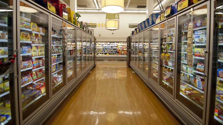 Freezer aisle of Albertsons grocery store