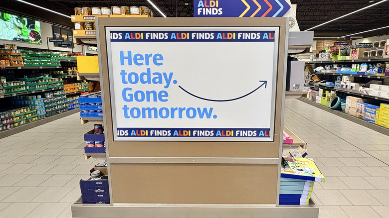 Aldi Finds sign inside Aldi store