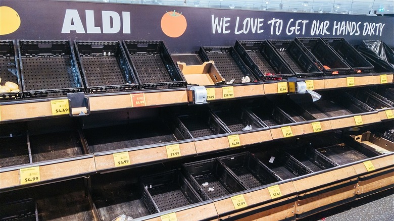 Empty Aldi shelves