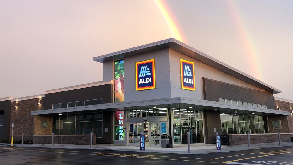 Aldi storefront with rainbow