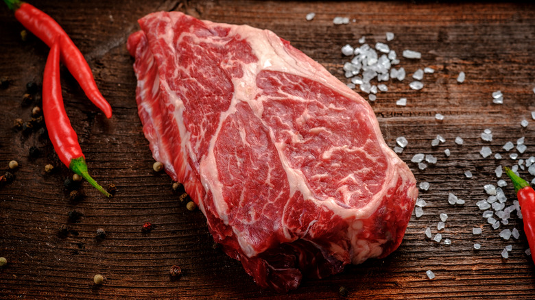 piece of marbled raw chuck beef