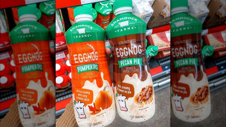 Hand holding new eggnogs