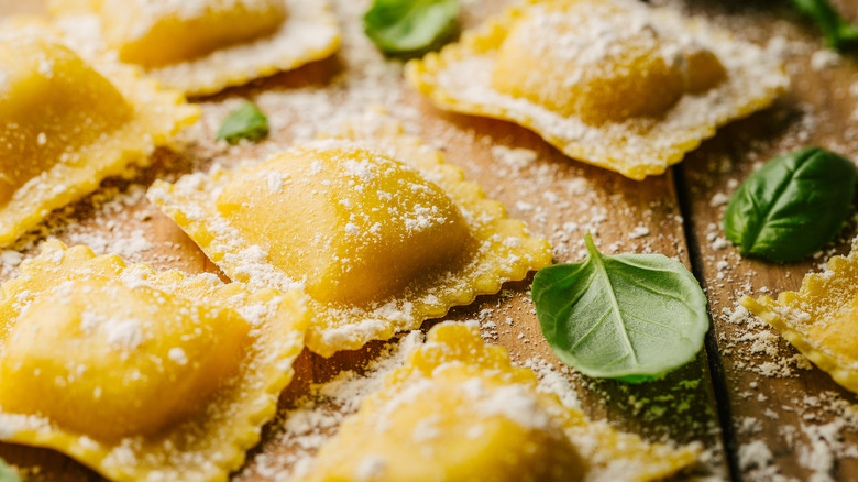 ravioli with cheese and herbs