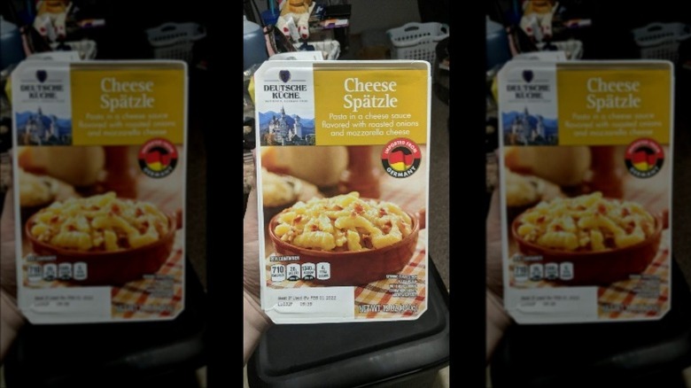 A box of Aldi's cheese spatzle