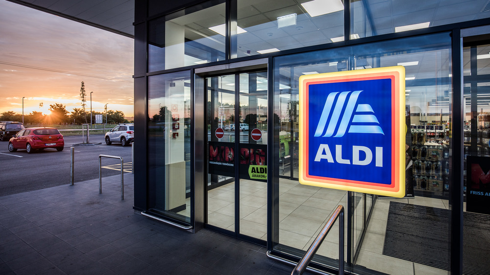 Aldi sign on outside of building