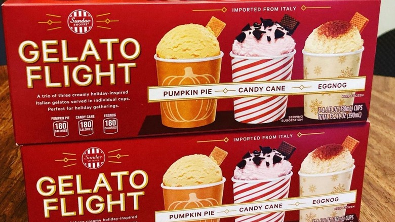 Red boxes of Aldi's gelato