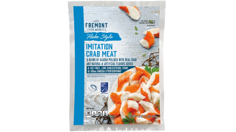 Fremont Fish Market Flake Style Imitation Crab Meat package from Aldi