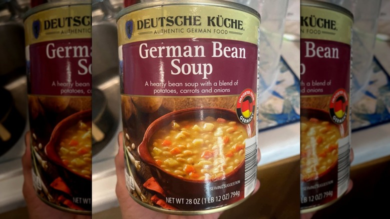 can of Aldi German bean soup