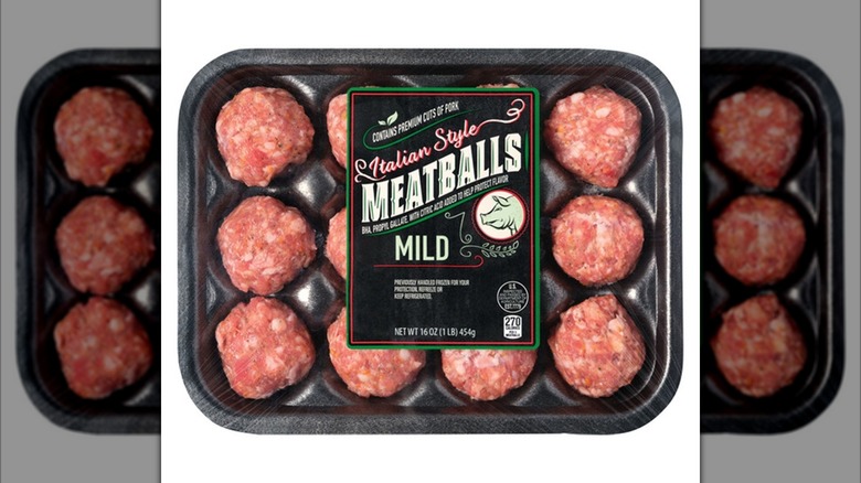 package of Aldi meatballs