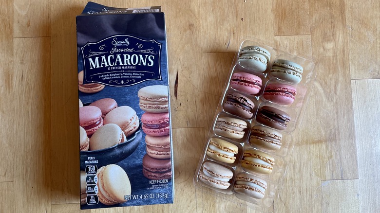 tray of macarons with package