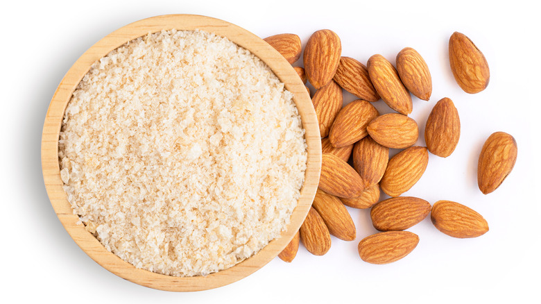 Almonds and a bowl of almond flour