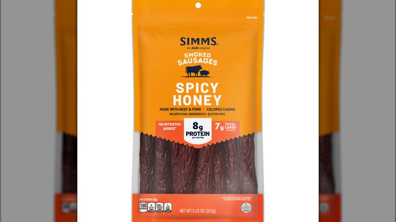 Pack of Simms Spicy Honey Smoked Sausages from Aldi