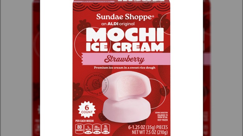 Box of Sundae Shoppe Strawberry Mochi Ice Cream Bites from Aldi