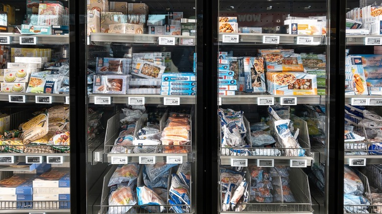Frozen seafood display at Aldi