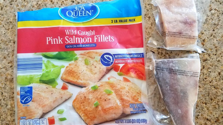 Sea Queen brand frozen pink salmon fillets purchased from Aldi