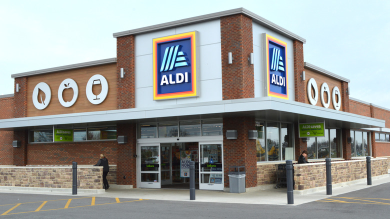 The exterior of an Aldi store