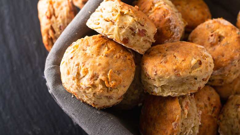 Cheddar biscuits in basket