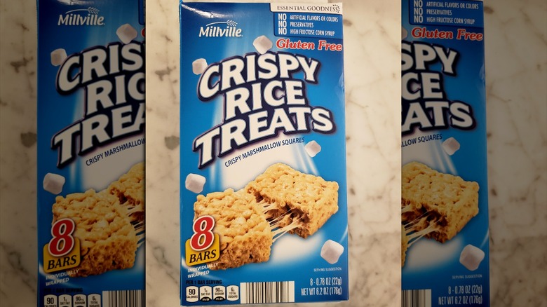 Box of Millville crispy rice treats