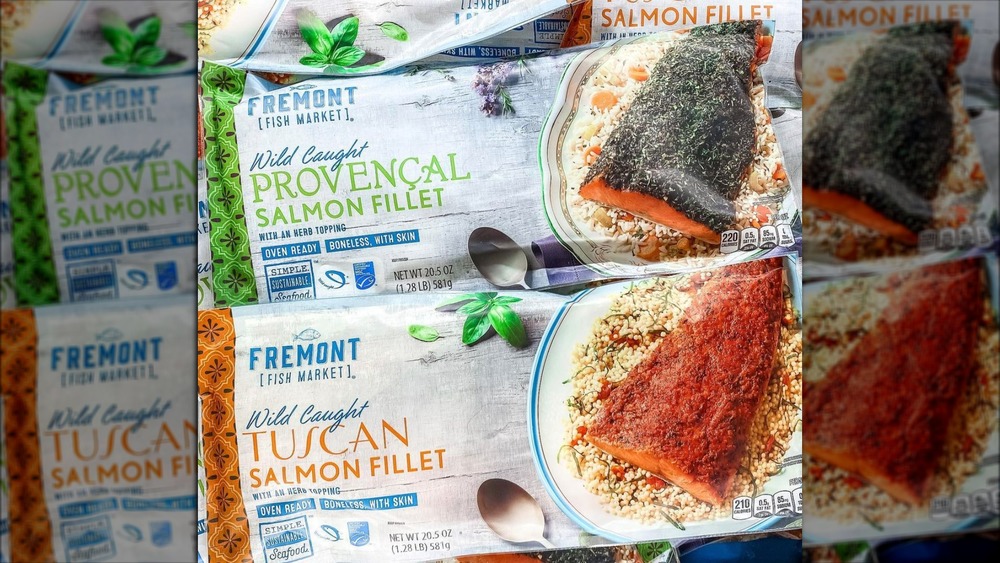 Bags of Aldi frozen salmon fillets