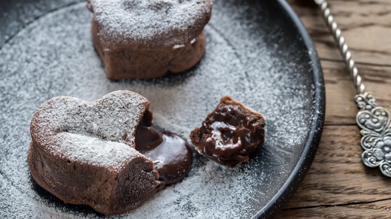 Two heart-shaped lava cakes