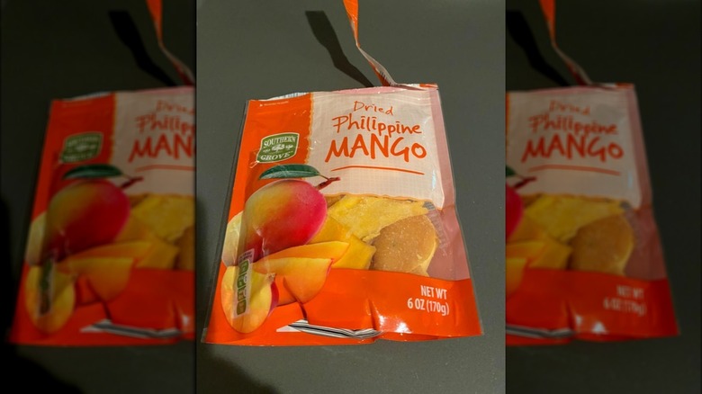 A bag of Aldi's new dried mangos