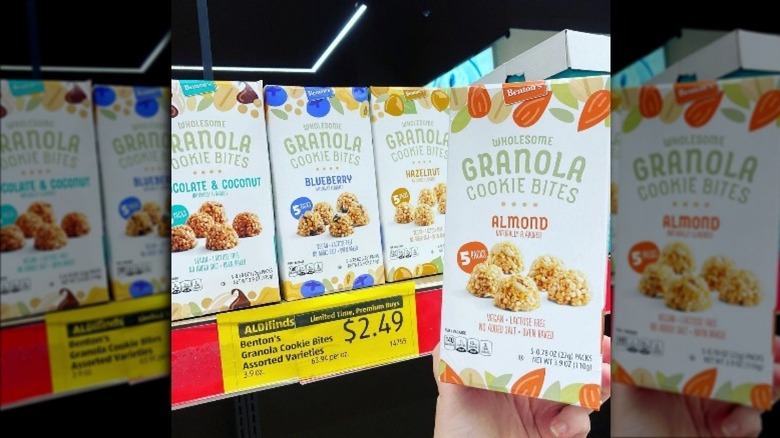 A hand holding Aldi's new granola cookies