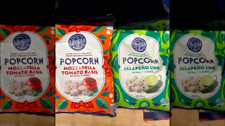Green and red popcorn bags